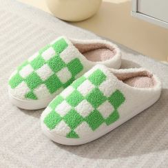 40 Pairs Winter Plaid Printed Cotton Slippers