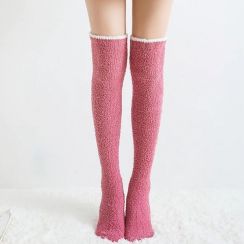 8 Pairs Coral fleece female thigh high tube socks