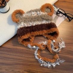 3Pcs Cute Windproof Winter Knit Hat with Ears