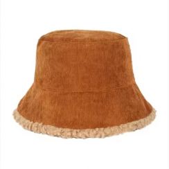 3Pcs Womens Lambswool Reversible Corduroy Fisherman's Hat