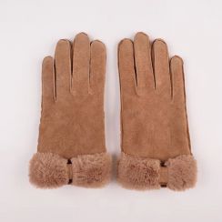 3 Pairs Womens Pig Leather Warm Five Finger Gloves