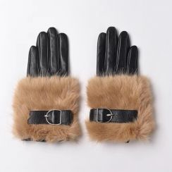 3 Pairs Womens Warm Leather Gloves with Raw Edge